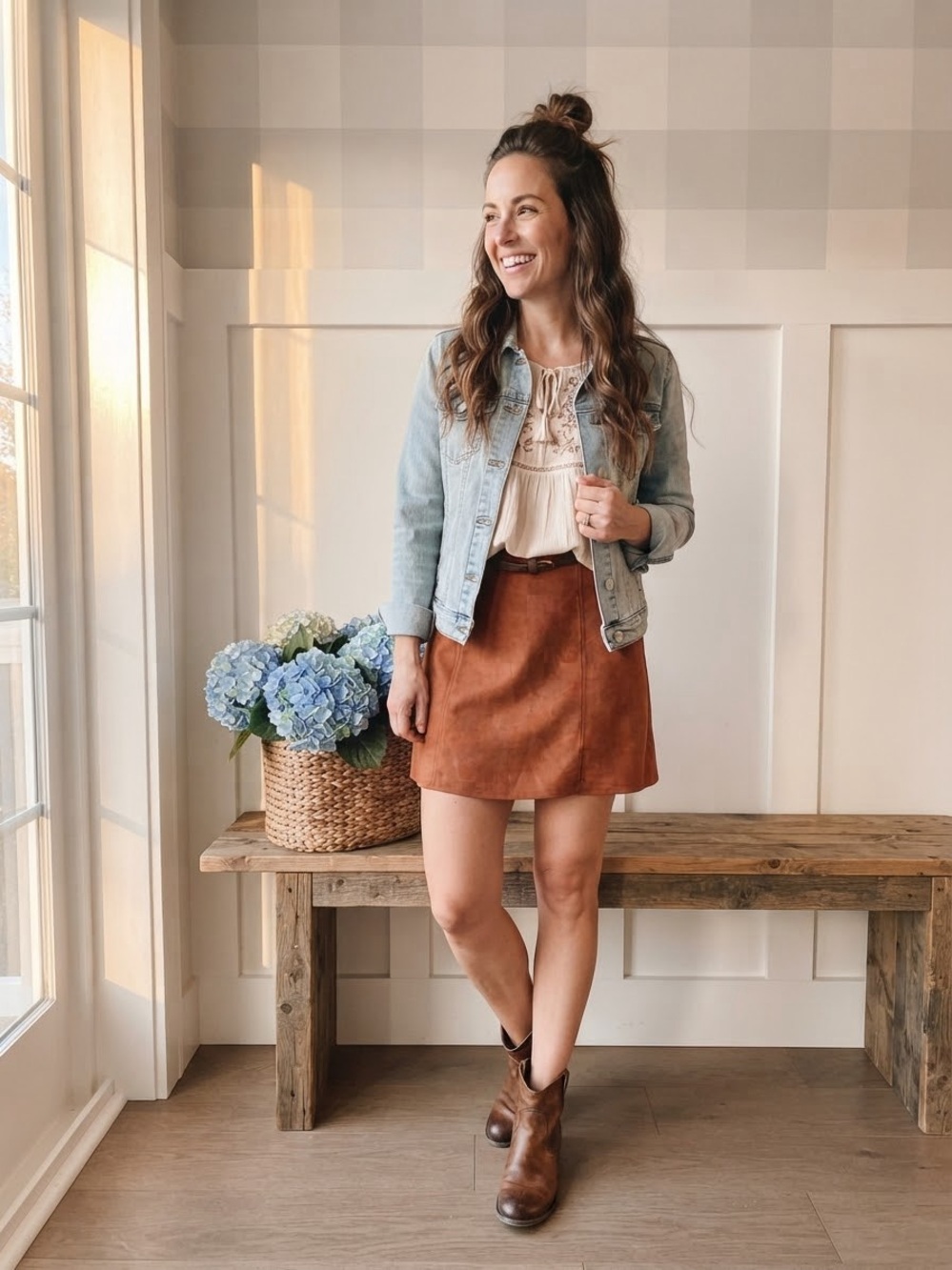 Active USA Burnt Orange Faux Suede Mini Skirt Large